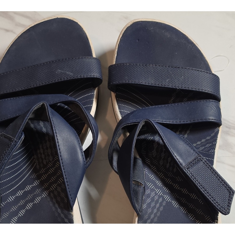 Clarks Cloudsteppers Women's Blue Strappy Hook & Loop Ankle Strap‎ Sandals 10